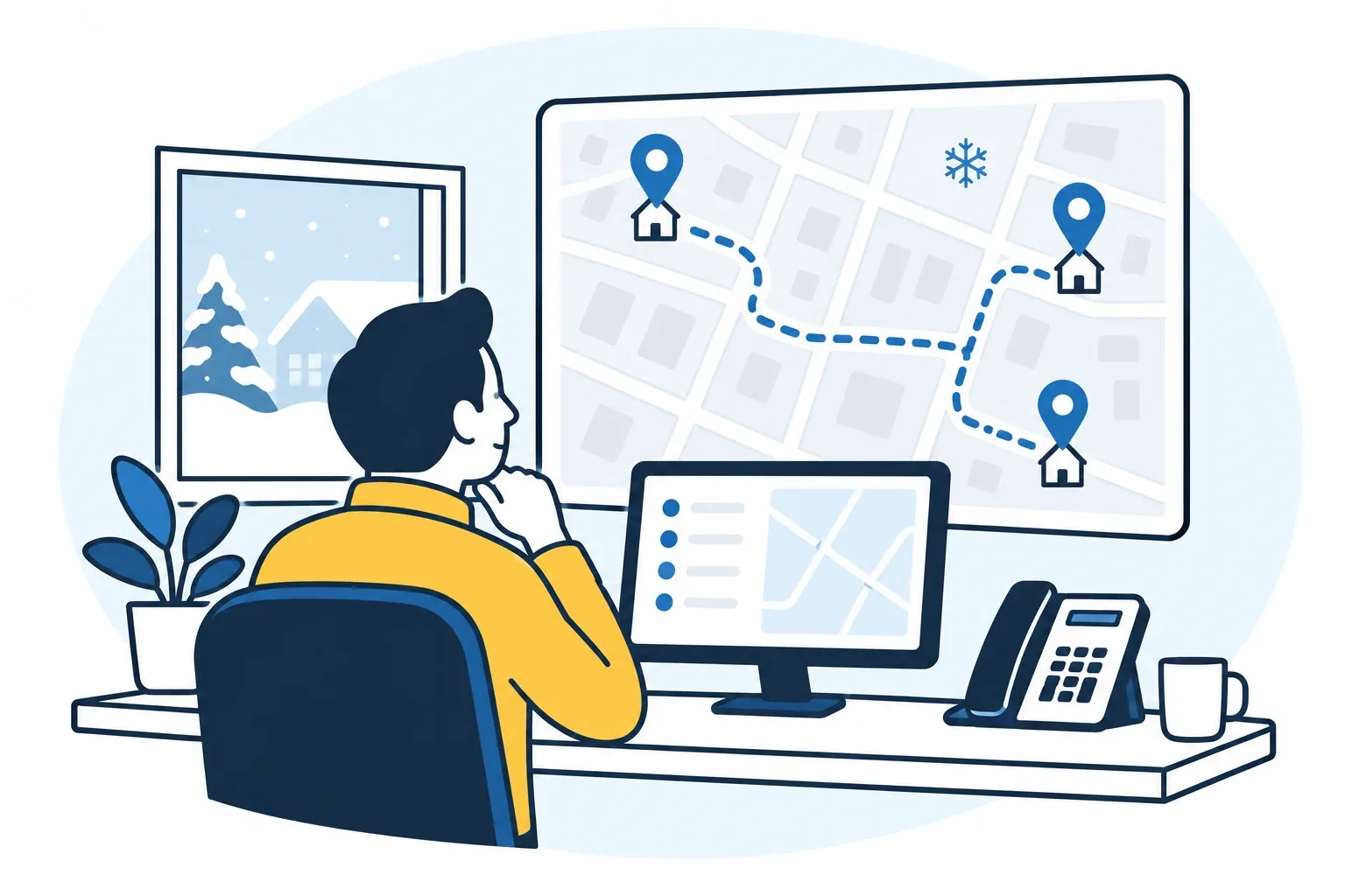 Original snow service concept illustrating 03 / route + contact